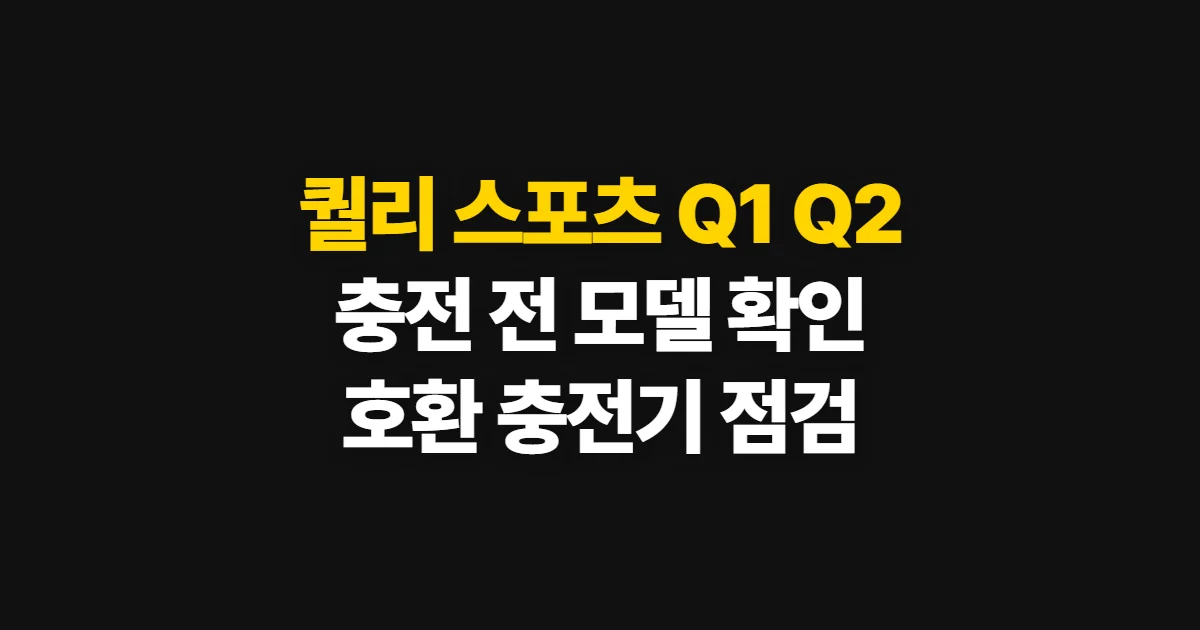 퀄리 스포츠 q1 q2 충전방법, 배터리와 충전기 확인 순서