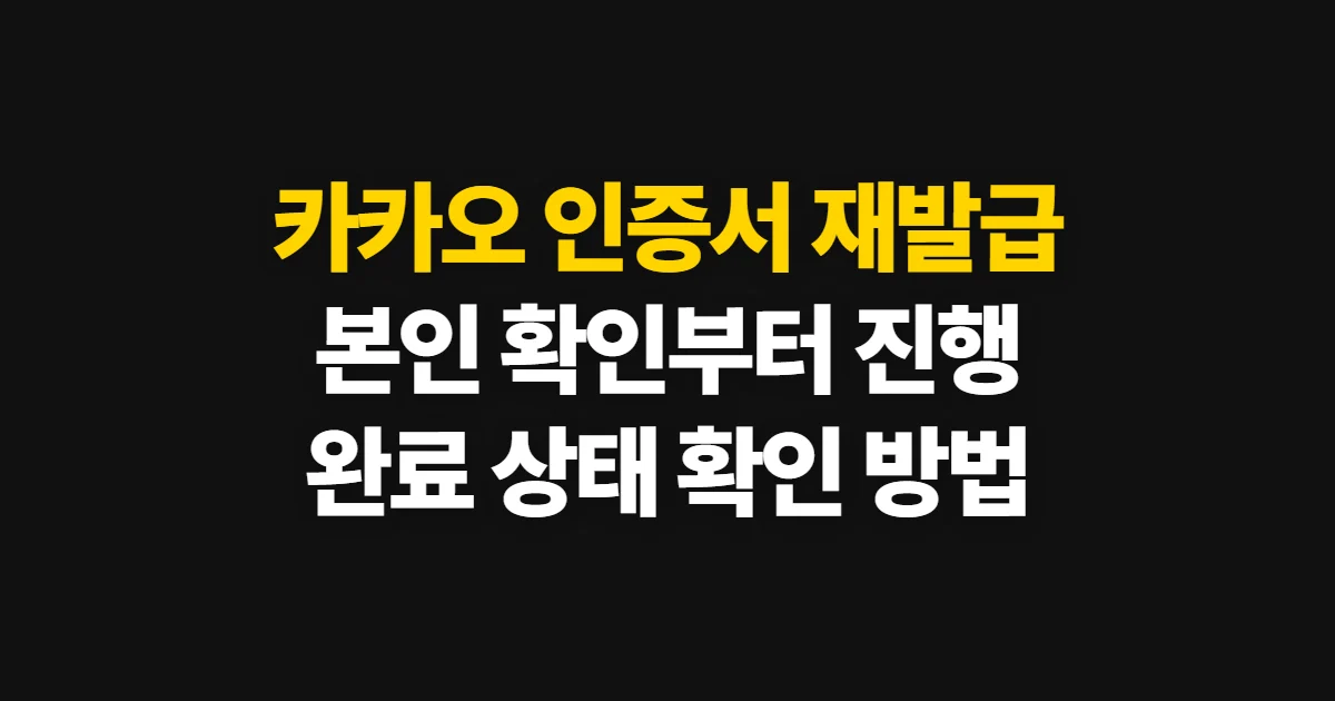 카카오 인증서 재발급, 본인 확인부터 상태 조회까지