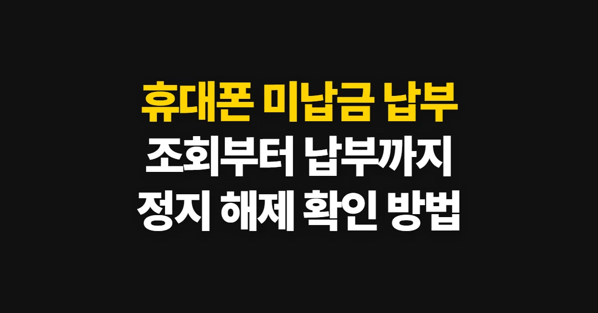 휴대폰 미납금 납부 방법, 조회부터 납부와 정지 해제까지